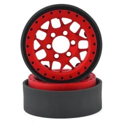 Vanquish Products KMC XD127 Bully 1.9 Beadlock Crawler Wheels (Red) (2)