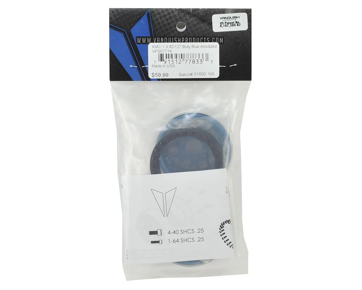 Vanquish Products KMC XD127 Bully 1.9 Beadlock Crawler Wheels (Blue) (2) 6 Vanquish Products KMC XD127 Bully 1.9 Beadlock Crawler Wheels (Blue) (2) - Image 4