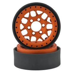 Vanquish Products KMC XD127 Bully 1.9 Beadlock Crawler Wheels (Orange) (2)